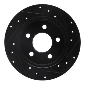 Ford Mustang Brake Rotor (1) - Rear Left - R1 Concepts - Drilled & Slotted - Black - `94-`04